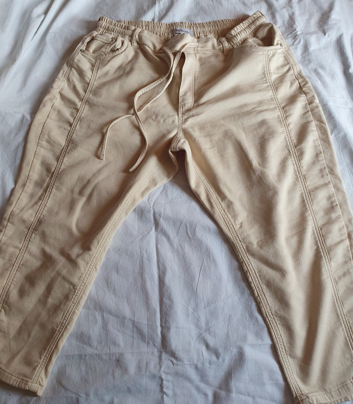 MS Mode Capri Jogger Creme Maat 52, Beige, Maat 46/48 (XL) of groter, Ophalen of Verzenden, Zo goed als nieuw