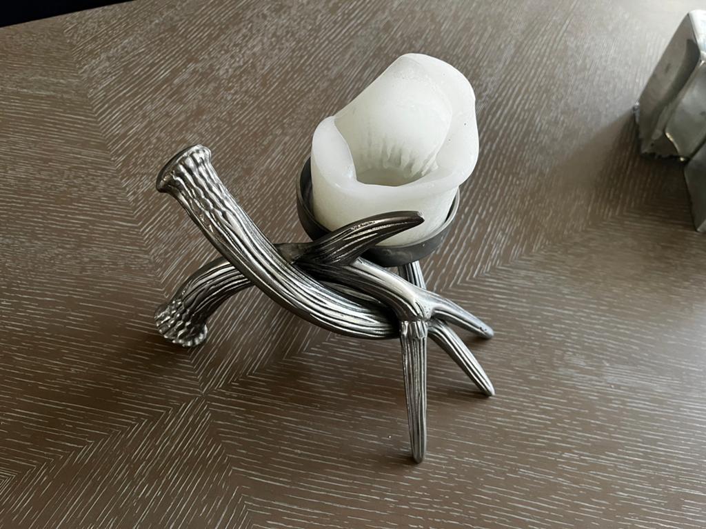 Kandelaar Riviera Maison zilver, Ophalen of Verzenden, Zo goed als nieuw, Overige materialen, Minder dan 25 cm