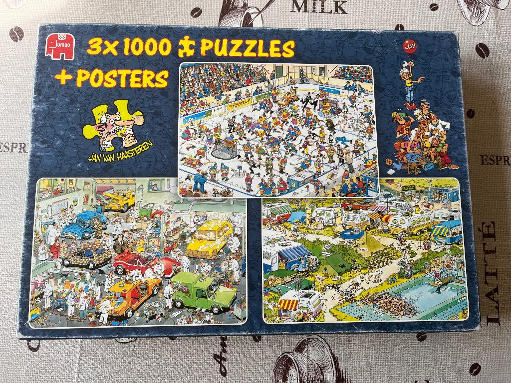 Jan van Haasteren 3x 1000 puzzels 80962 | alle COMPLEET, Hobby en Vrije tijd, Ophalen of Verzenden, 500 t/m 1500 stukjes, Legpuzzel