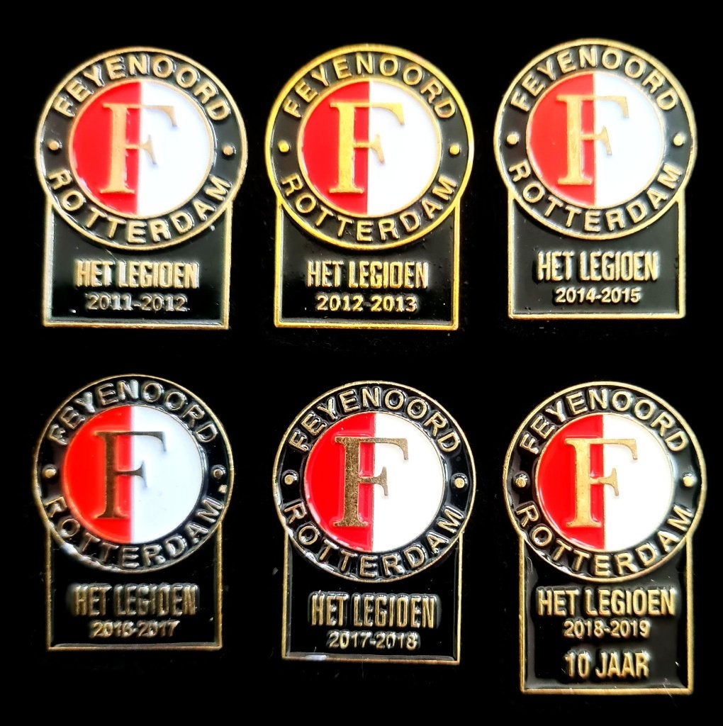 Feyenoord- Het Legioen pins (6 stuks), Verzamelen, Ophalen of Verzenden, Nieuw, Sport, Speldje of Pin