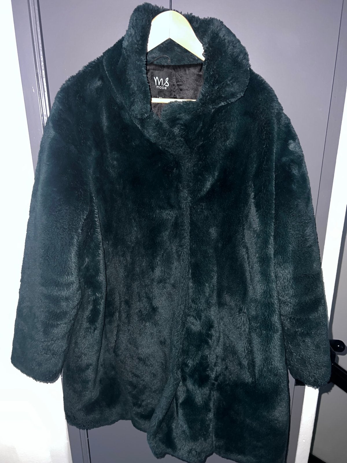 MS Mode Faux Fur Jas Dames jas - Donkergroen Maat 52, Ophalen of Verzenden, Zo goed als nieuw, Maat 46/48 (XL) of groter, Groen