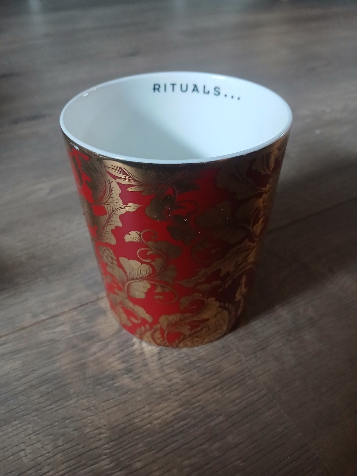 Rituals theedoosje/beker rood met goud, Huis en Inrichting, Gebruikt, Meerkleurig, Ophalen of Verzenden, Oosters