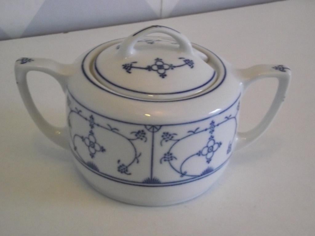 blue Saks suikerpotje + deksel 16 cm Jager Eisenberg Germany, Ophalen of Verzenden