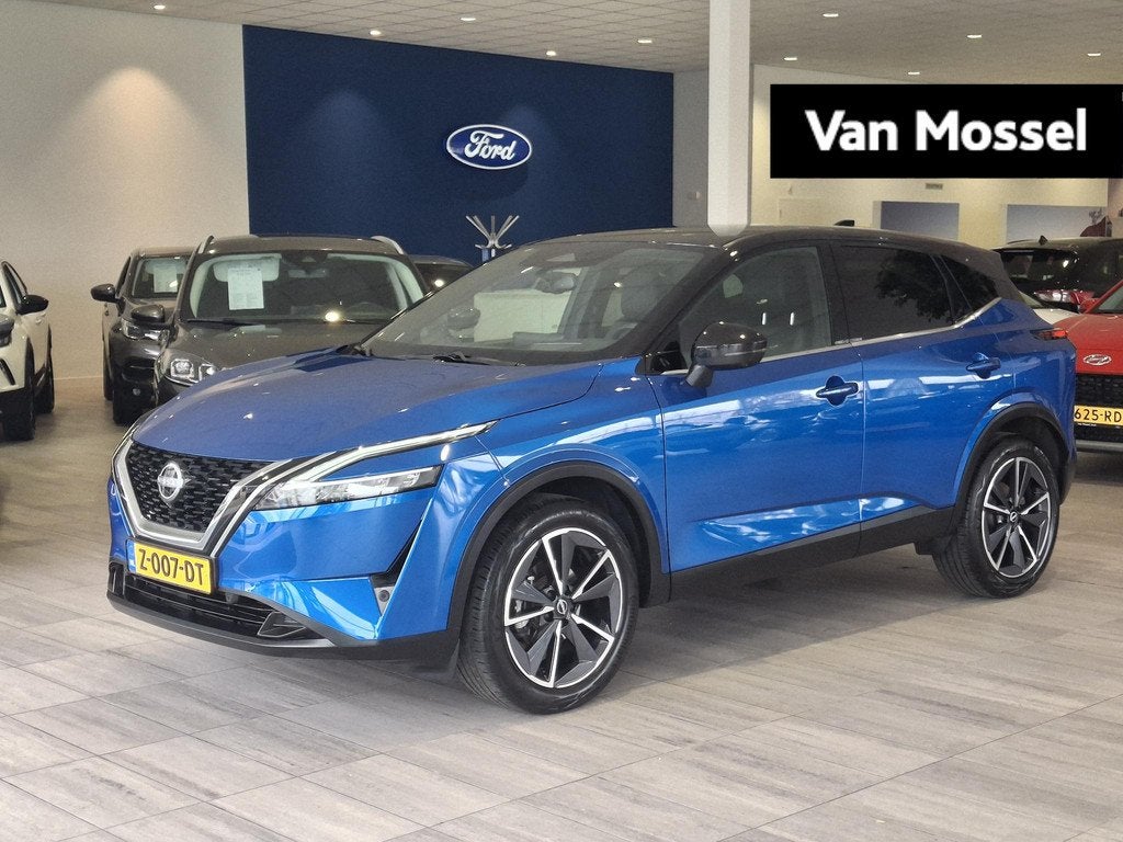 Nissan Qashqai 1.3 MHEV Xtronic Tekna | Trekhaak | HUD | Ele, Auto's, Nissan, 12 maanden, Euro 6, Blauw, Leder en Stof