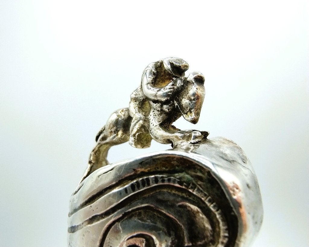 Mes met zilveren heft, J. van Leek, Leeuwarden, 18e eeuws., Verzenden, Zilver