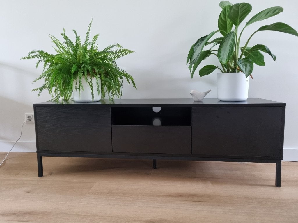 Zwart TV meubel, Jaxon Fonq, Huis en Inrichting, Ophalen, Gebruikt, 100 tot 150 cm, Overige materialen