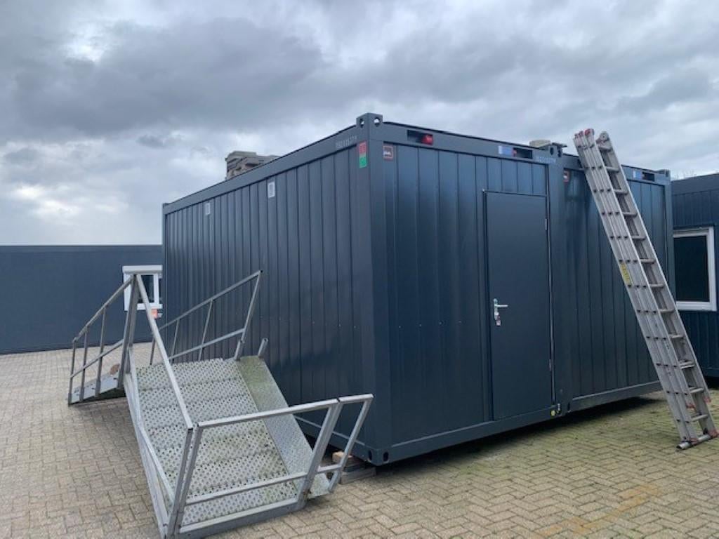 Woon/kantoorunit met douche en toilet - afmeting ca. 6x4,88m, Ophalen of Verzenden, Gebruikt