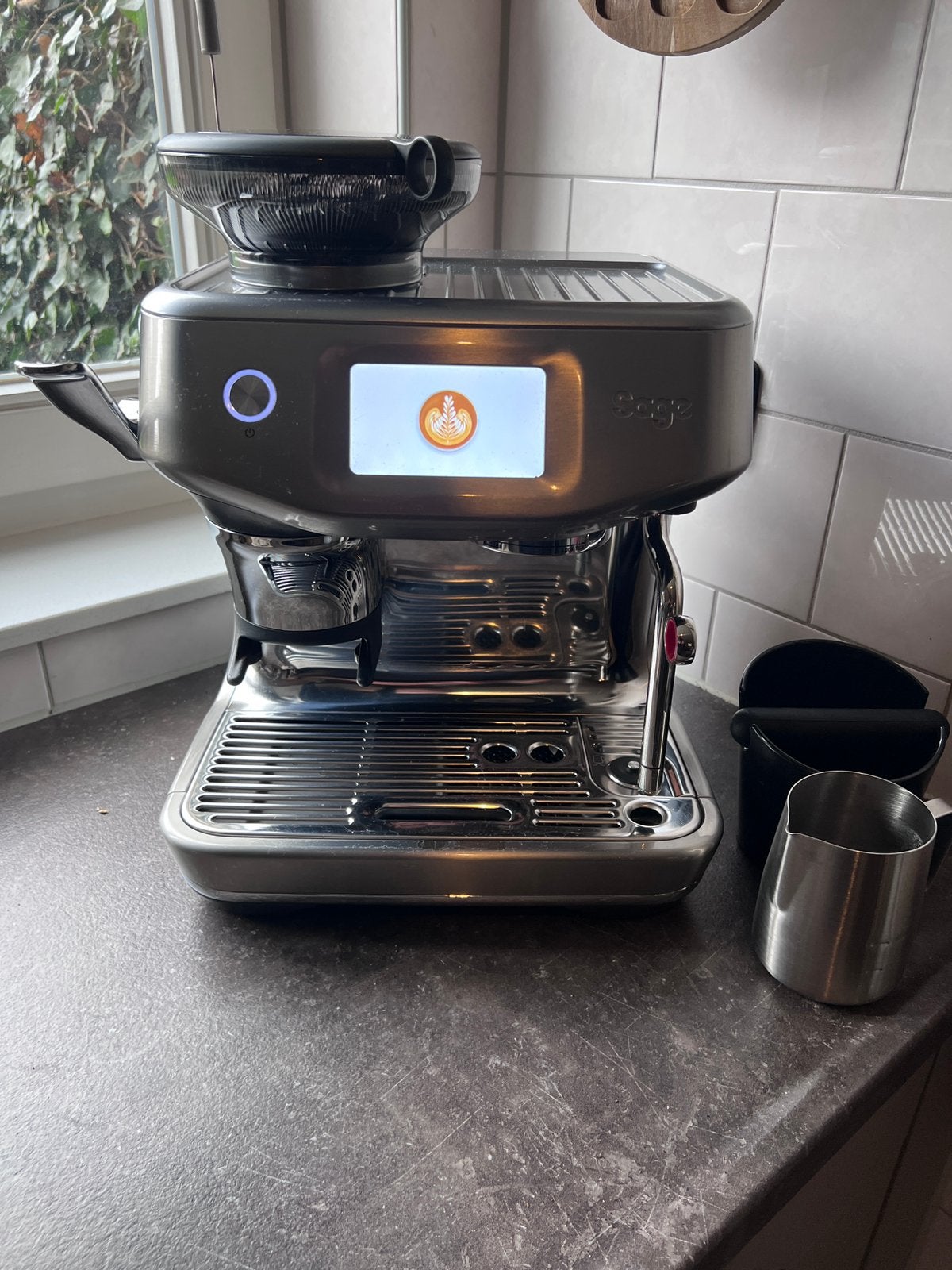 SAGE the Barista Touch Impress Brushed Stainless Steel, Ophalen, Zo goed als nieuw, Espresso apparaat