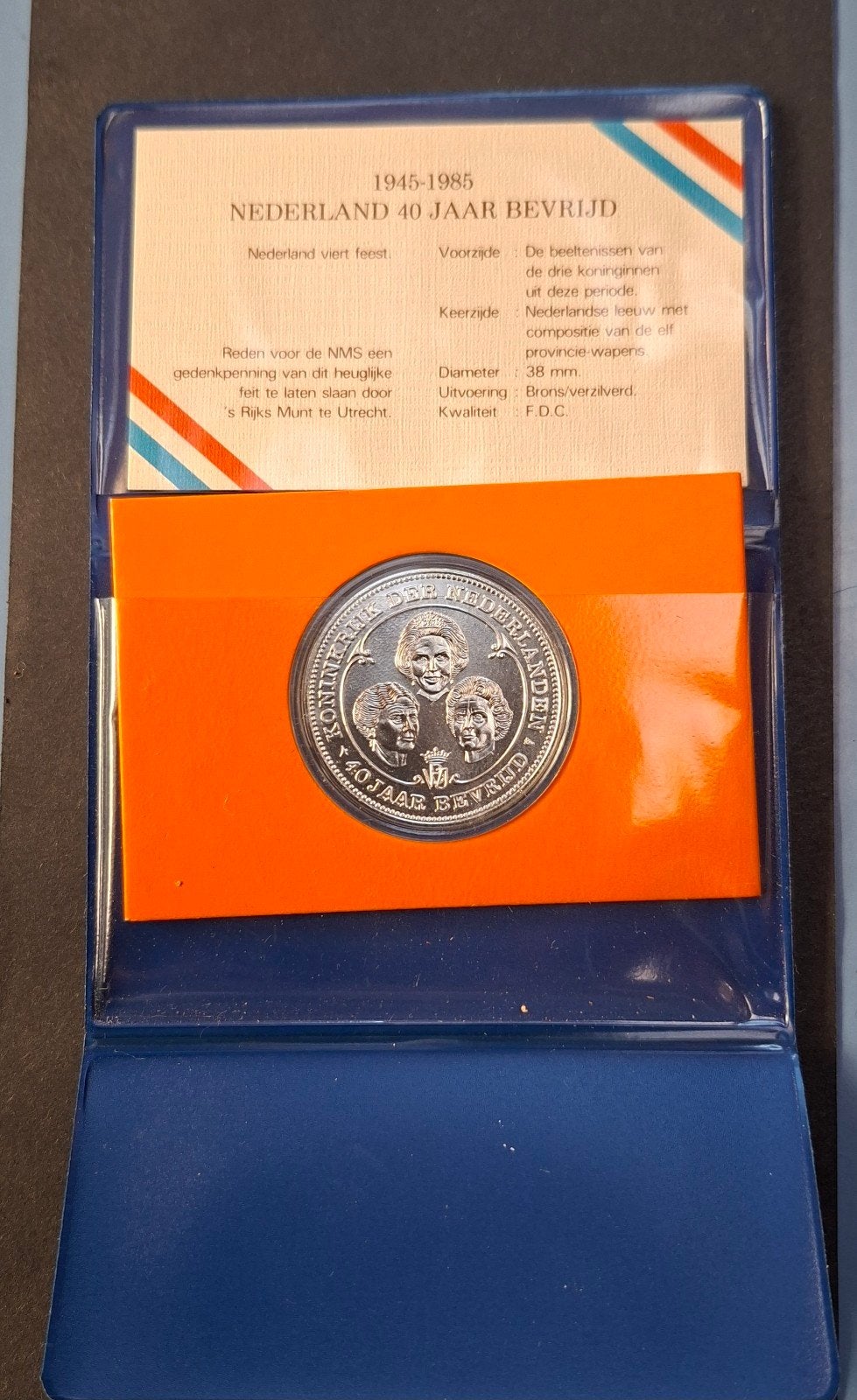 Herdenkingsmunt 40 Jaar Bevrijd 1945-1985 NMS Spaarbank, Ophalen of Verzenden
