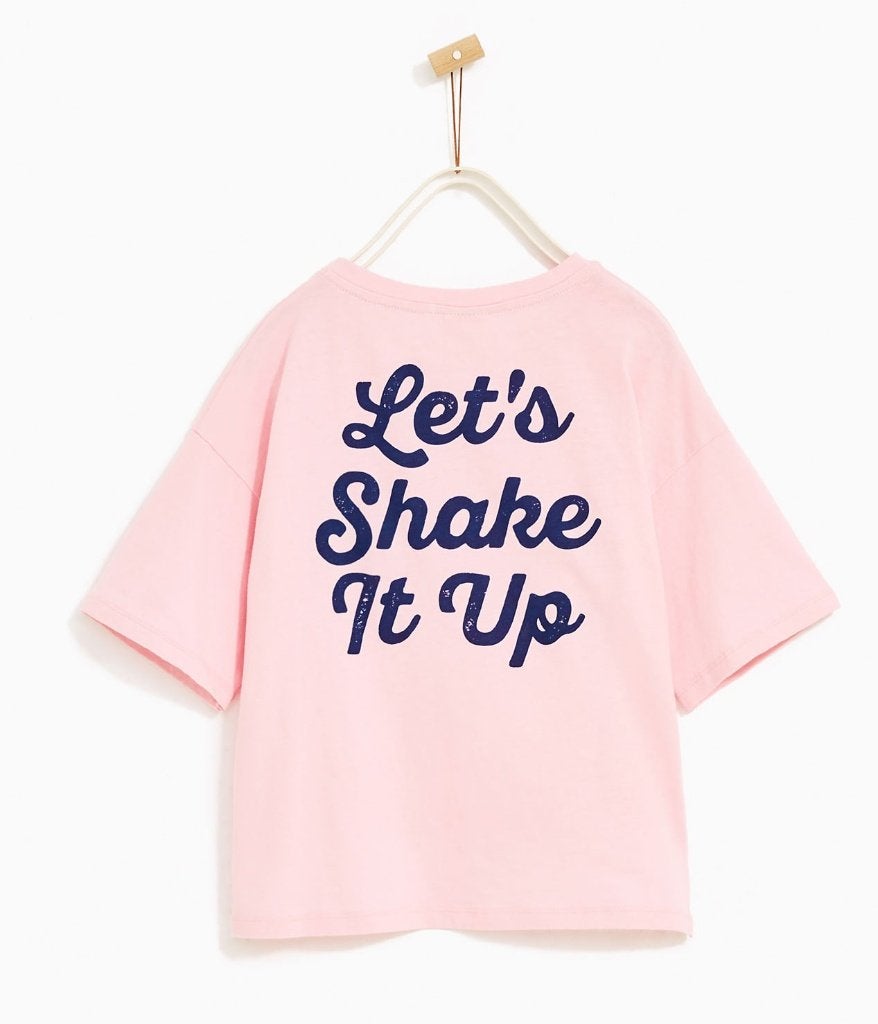 Zara roze wijde oversized shirt top glitters en tekst 164, Meisje, Nieuw, Ophalen of Verzenden, Zara