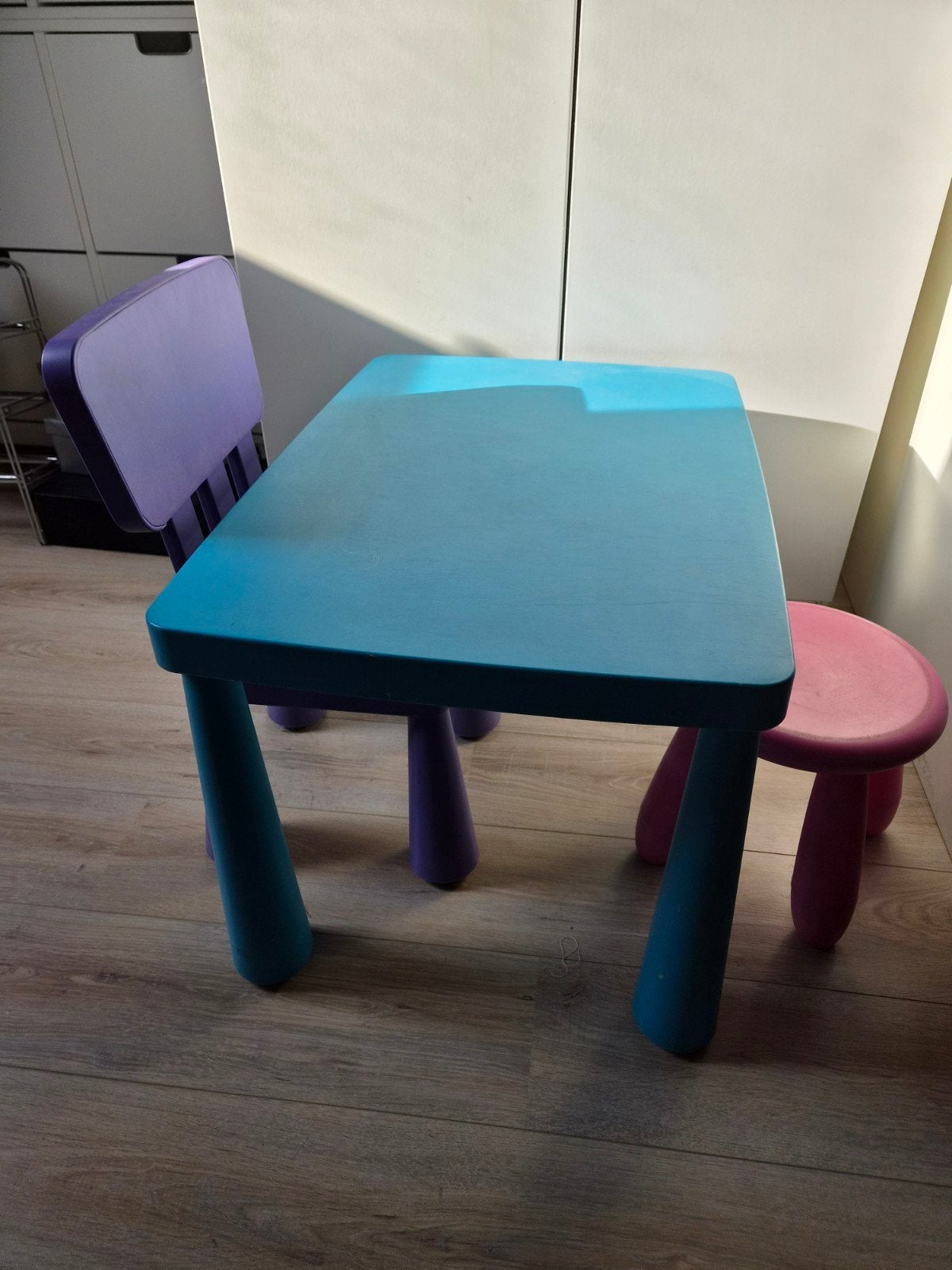 IKEA Mammut kindertafel met stoel en krukje, Ophalen, Gebruikt, Tafel(s) en Stoel(en)