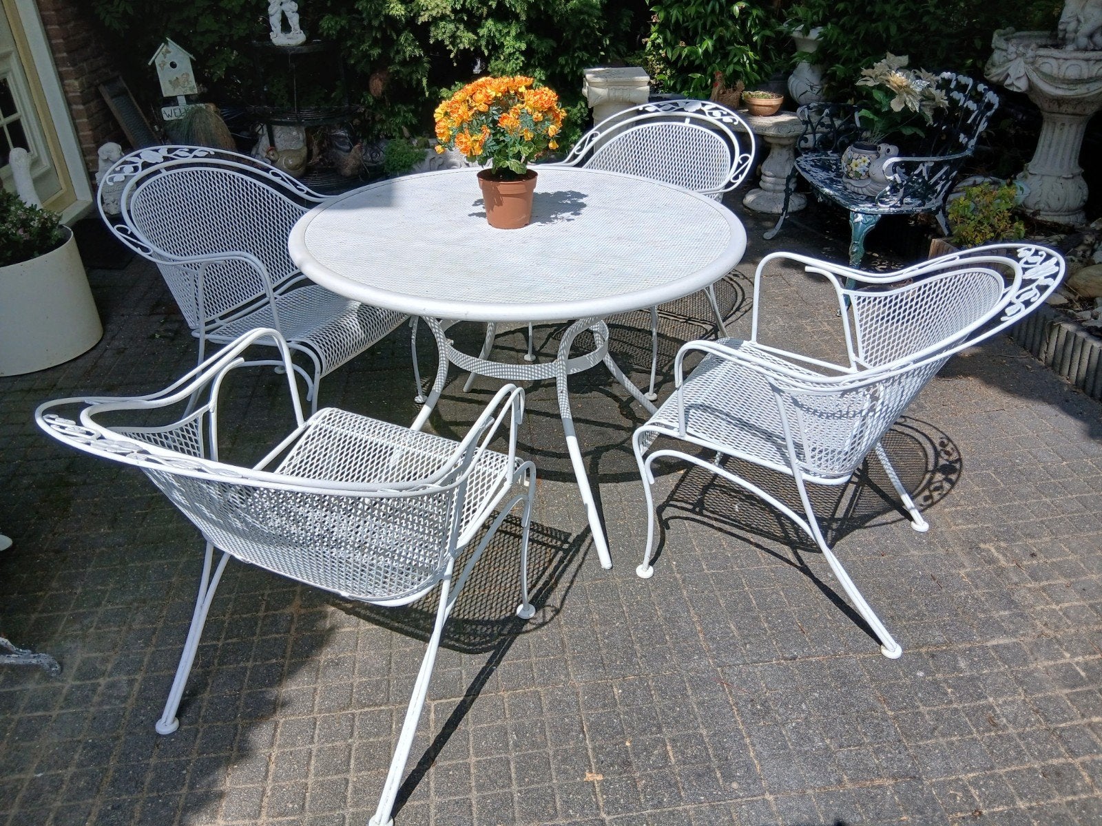 Smeedijzeren tuinset, Tuin en Terras, Tuinsets en Loungesets, Ophalen, Eettafel, Zo goed als nieuw, Tuinset