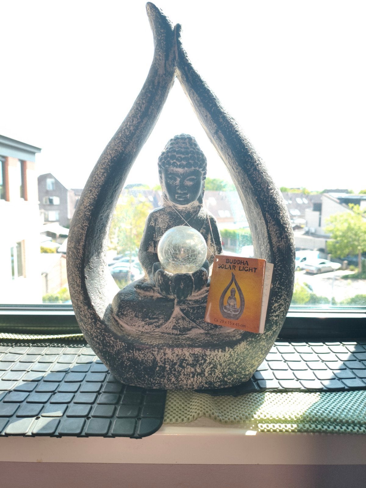 Boeddha Solar Licht - Steen/Keramiek, Huis en Inrichting, Woonaccessoires | Boeddhabeelden, Gebruikt, Steen/keramiek, Met verlichting