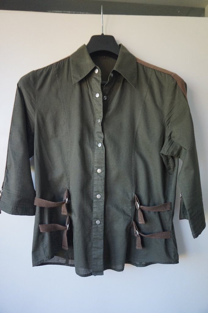 Street One blouse kaki groen / donkergroen katoen maat 38 M, Kleding | Dames, Blouses en Tunieken, Maat 38/40 (M), Street One