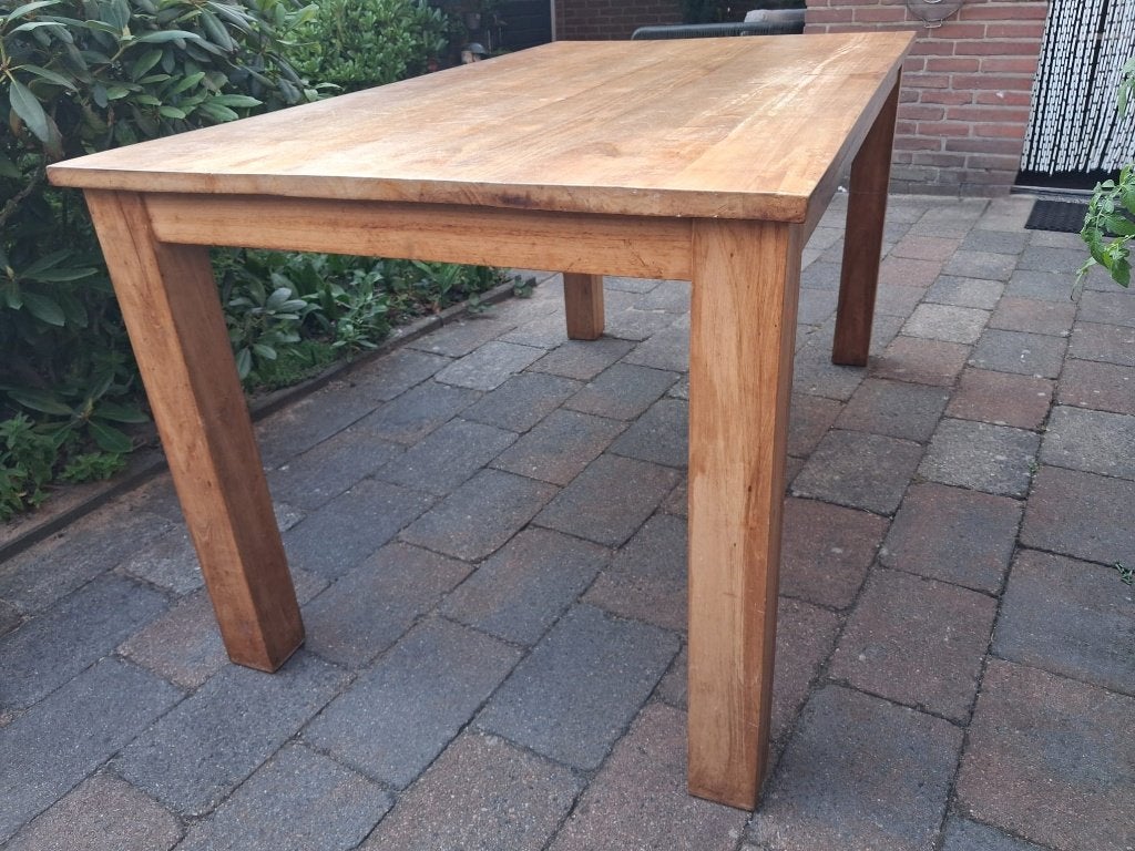 Teakhouten tafel 160x90, Ophalen, Gebruikt, Teakhout, 50 tot 100 cm