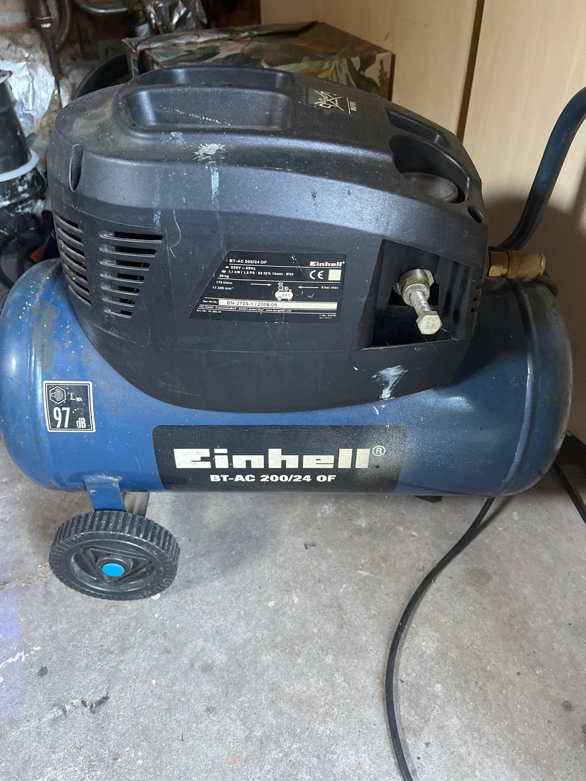 Einhell BT-AC 200/24 OF Compressor - Olievrij, Ophalen, Gebruikt, 6 tot 10 bar, Minder dan 200 liter/min