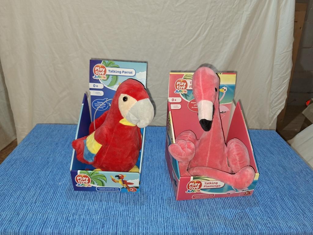 Papegaai en flamingo, beweegt en praat je na., Kinderen en Baby's, Ophalen of Verzenden, Zo goed als nieuw, Overige typen
