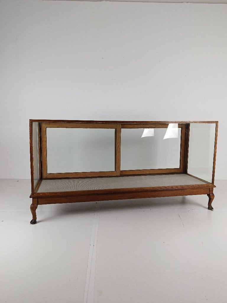 Antieke grote glazen vitrinekast / winkelbalie, Ophalen of Verzenden