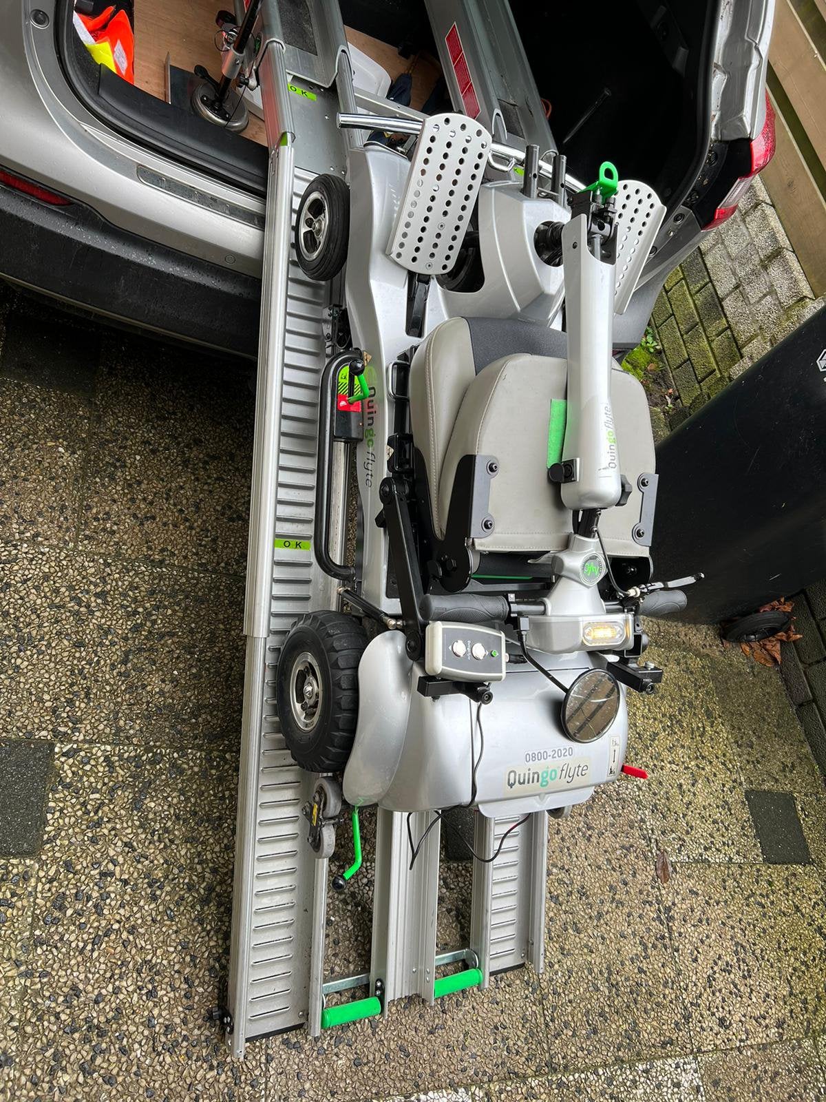 Scootmobiel Quingo flight met oprijdplaten, lees voor info, Ophalen, Gebruikt, Quingo, 16 km/u of meer