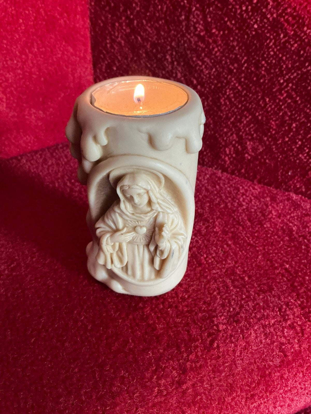 Kandelaar Heilige Maagd Maria ❤️ Marmer/Speksteen, Ophalen of Verzenden, Overige materialen