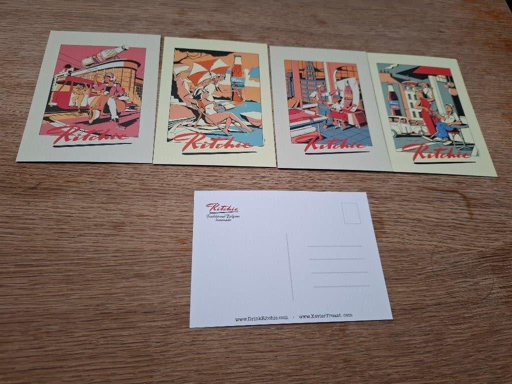 4 prachtige Ansichtkaarten / postkaarten Ritchie Limonade, Ophalen of Verzenden, 1980 tot heden, Ongelopen, Overige thema's