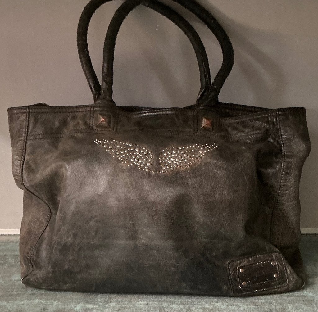Zadig & Voltaire leren tas., Sieraden, Tassen en Uiterlijk, Tassen | Damestassen, Ophalen of Verzenden, Gebruikt, Grijs, Overige typen