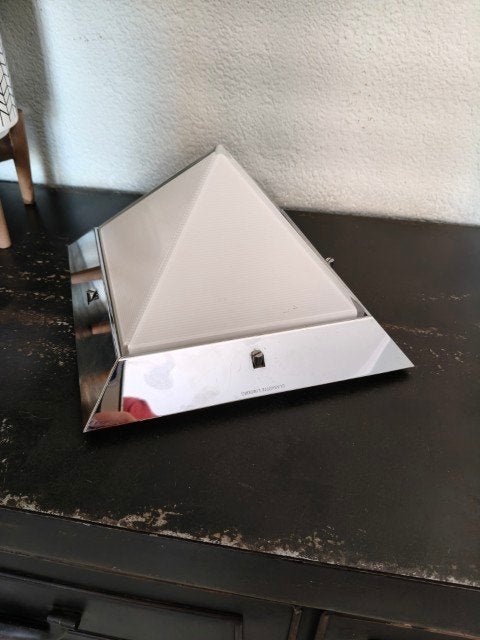 Vintage plafondlamp piramide Glashütte Limburg, Zilver, Gebruikt, Inclusief lichtbron, Glas