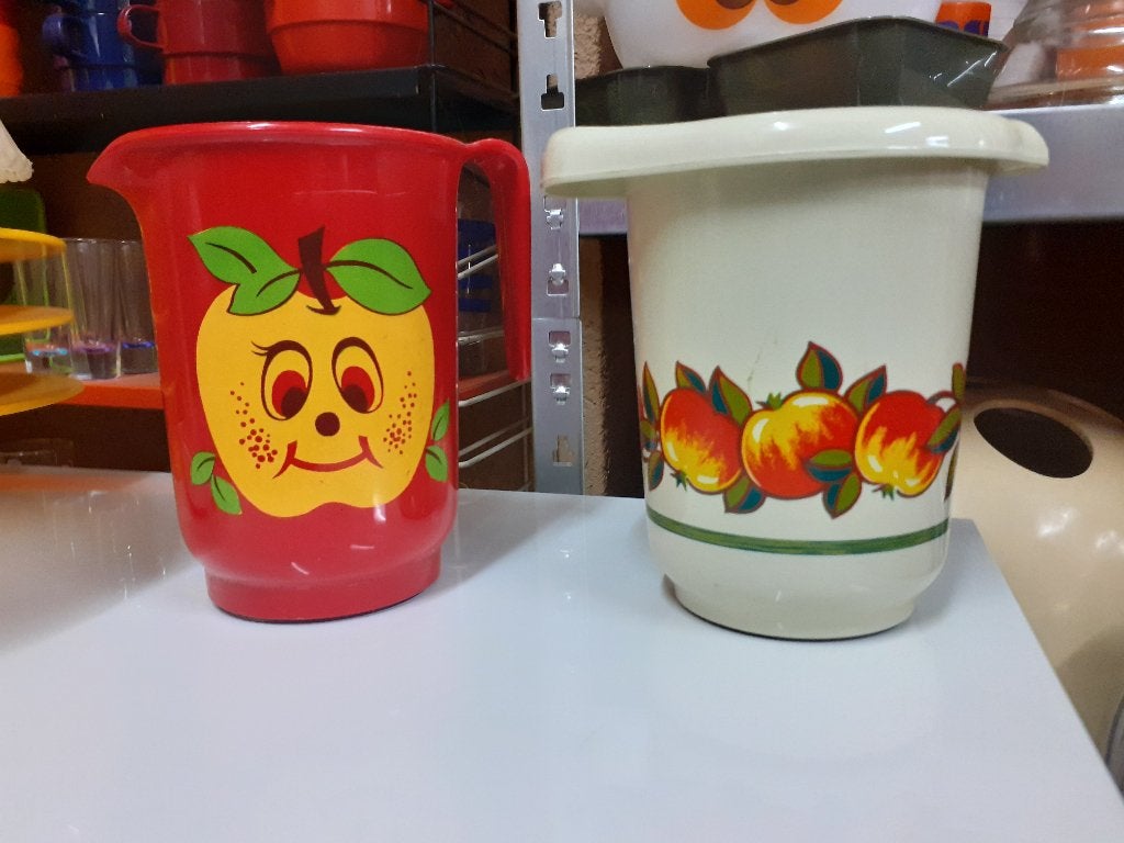 Emsa mengkom schenkkan jaren 70 design appel retro vintage, Kunststof, Gebruikt, ?, Emsa