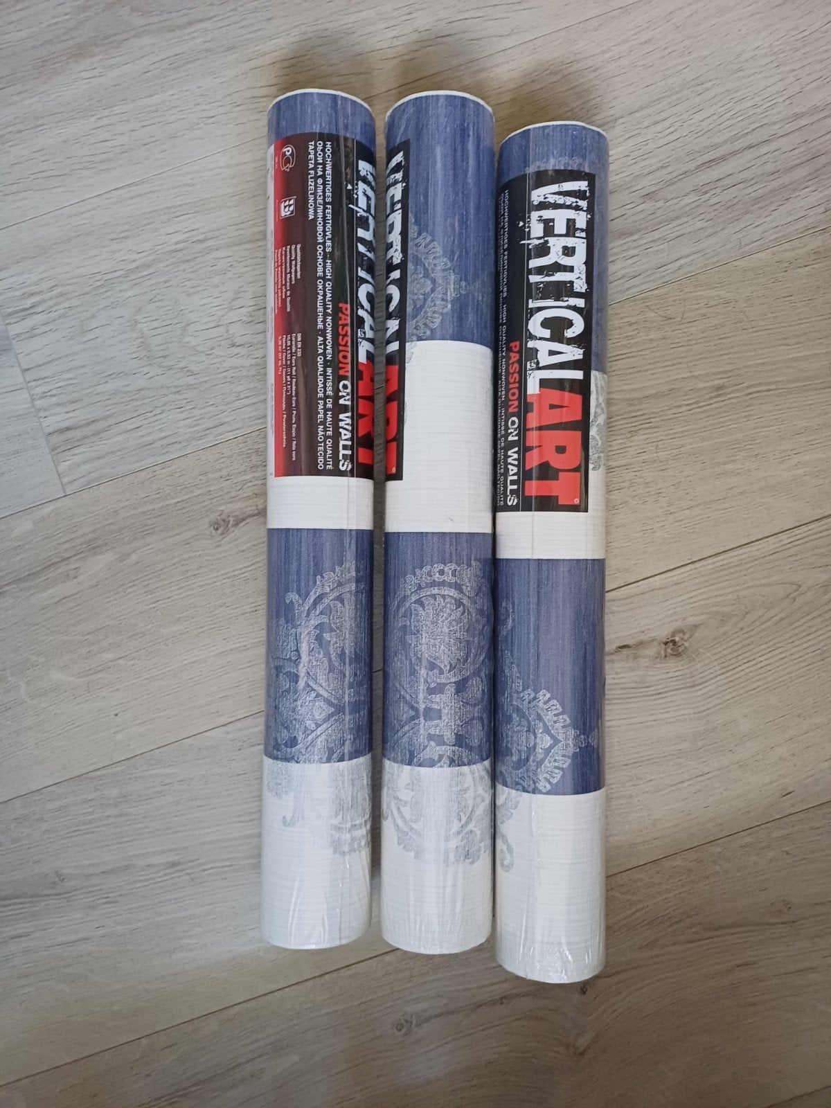 3 rollen Vertical Art Vliesbehang - Blauw met patroon, Ornamentaal, Modern, Ophalen of Verzenden, Vliesbehang