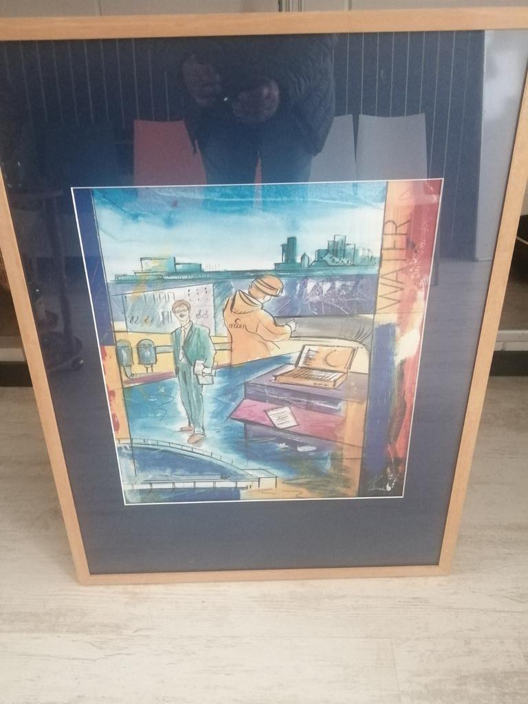 PRACHTIGE GESIGNEERDE ETS UIT DE BOUW JAREN 60 / 83X63 CM, Antiek en Kunst, Kunst | Schilderijen | Abstract, Ophalen of Verzenden