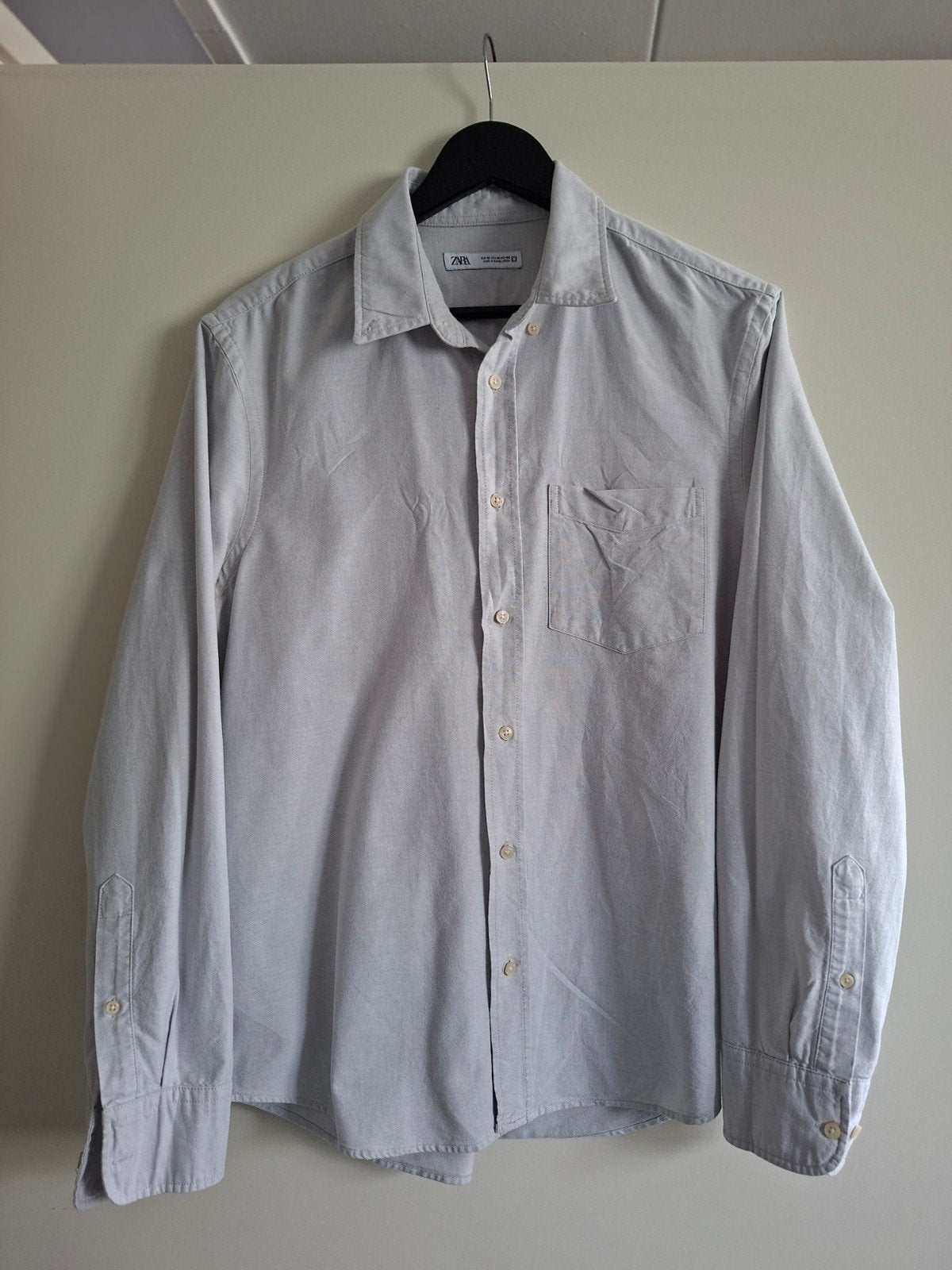 Grijze heren blouse van Zara, maat M, Zara Man, Grijs, Gedragen, Halswijdte 39/40 (M)