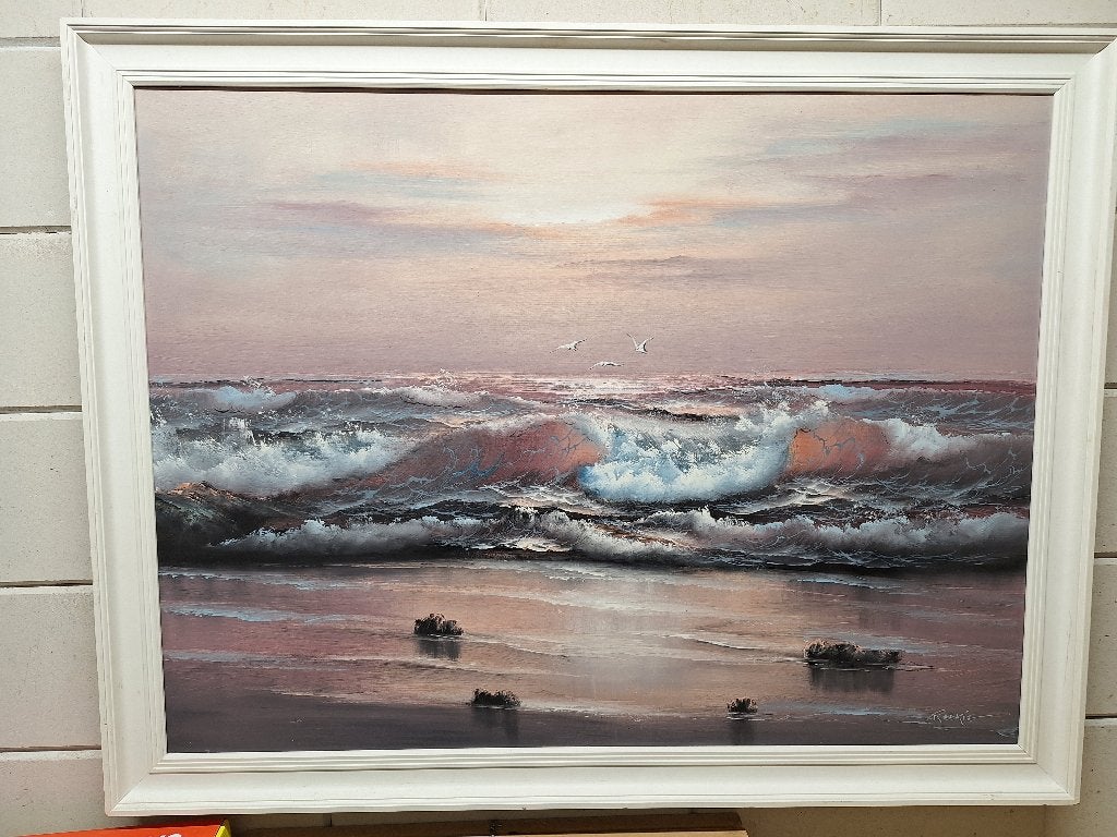 Erg mooi groot Zeegezicht, Antiek en Kunst, Kunst | Schilderijen | Klassiek, Ophalen, Maritiem / water, Olieverf, Klassiek