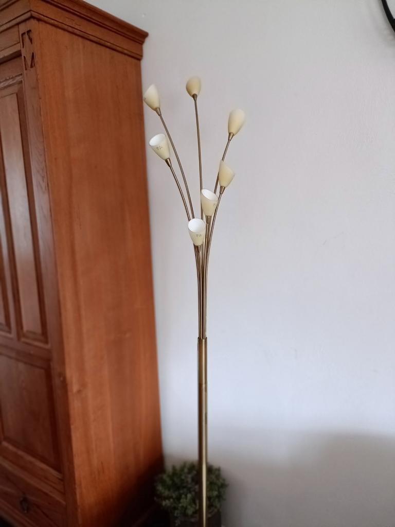 Vloerlamp met messingvoet, Ophalen, Gebruikt, Metaal, 150 tot 200 cm