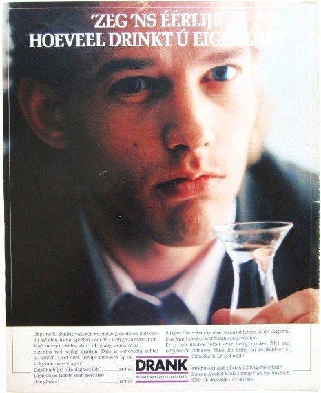 3 vintage advertenties reclames Alcohol voorlichting 80s, Ophalen of Verzenden, Gebruikt, Overige typen