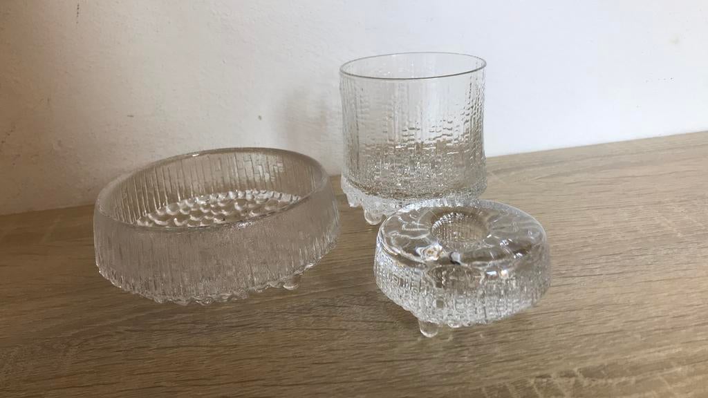 Iittala Ultima Thule, schaaltje, kandelaar er  glas, Verzamelen, Glas en Borrelglaasjes, Ophalen, Gebruikt, Overige typen