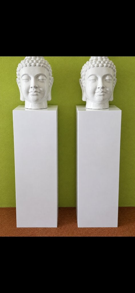 Hoogglans witte zuilen, sokkels filaren budda hoofd, Huis en Inrichting, Ophalen, Gebruikt, Steen/keramiek, Wit