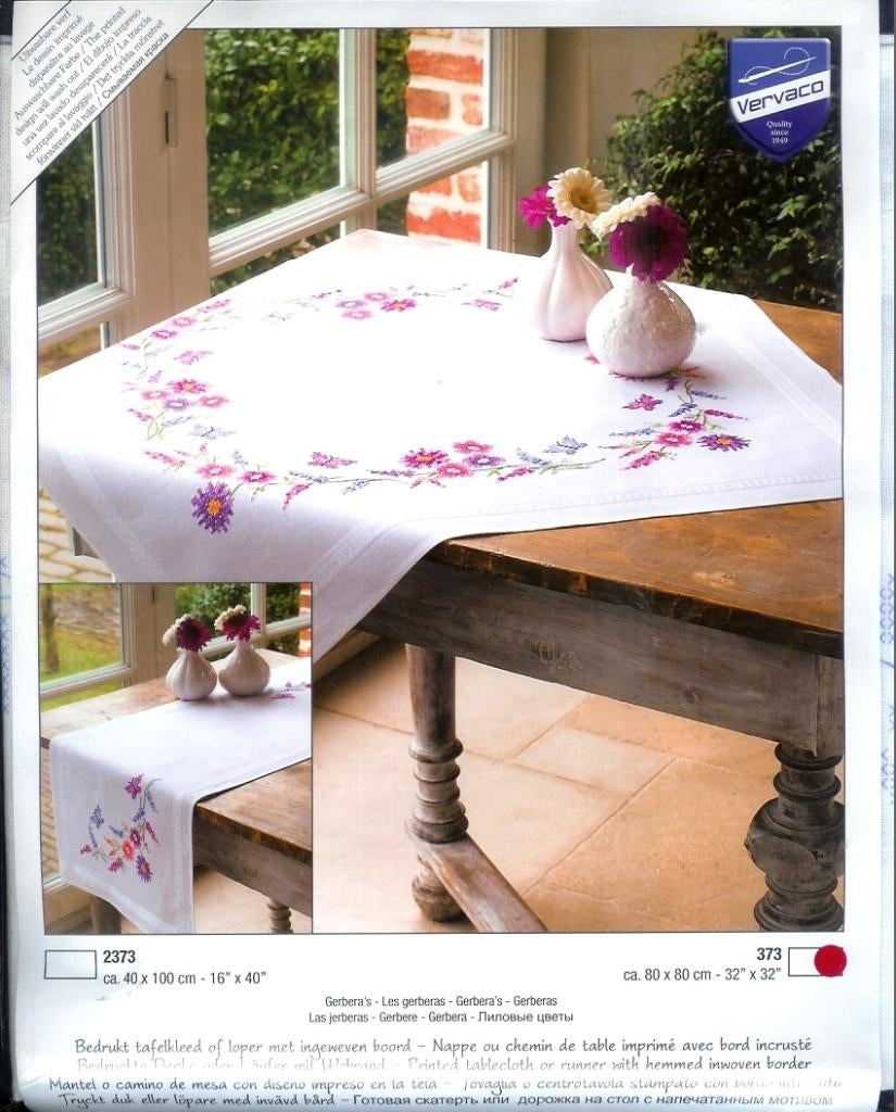 Cado vervaco borduurpakket dekservet, gerbera's 373, Ophalen of Verzenden, Nieuw, Handborduren, Borduurpakket