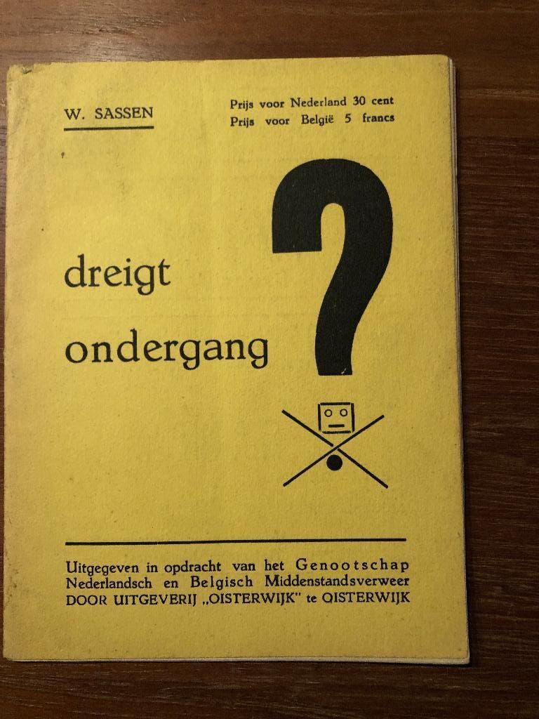1933 NSB, Zwart/Nat. Front. W. Sassen: Dreigt Ondergang?, W. Sassen, Verzenden, Overige onderwerpen, Tweede Wereldoorlog