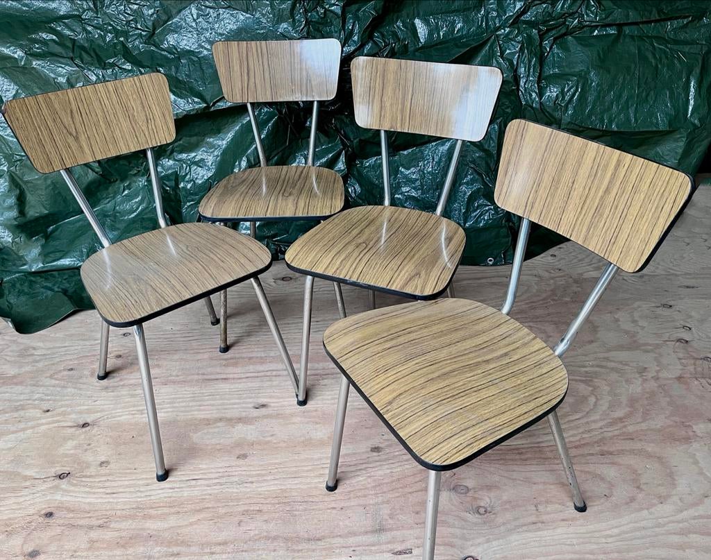4 Formica retro stoelen, Kunststof, Gebruikt, Overige kleuren, Ophalen of Verzenden