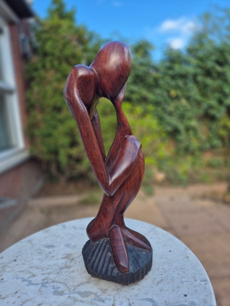 Zwaar houtsnij beeld., Ophalen, 50 - 100 cm, Beeld, Bruin