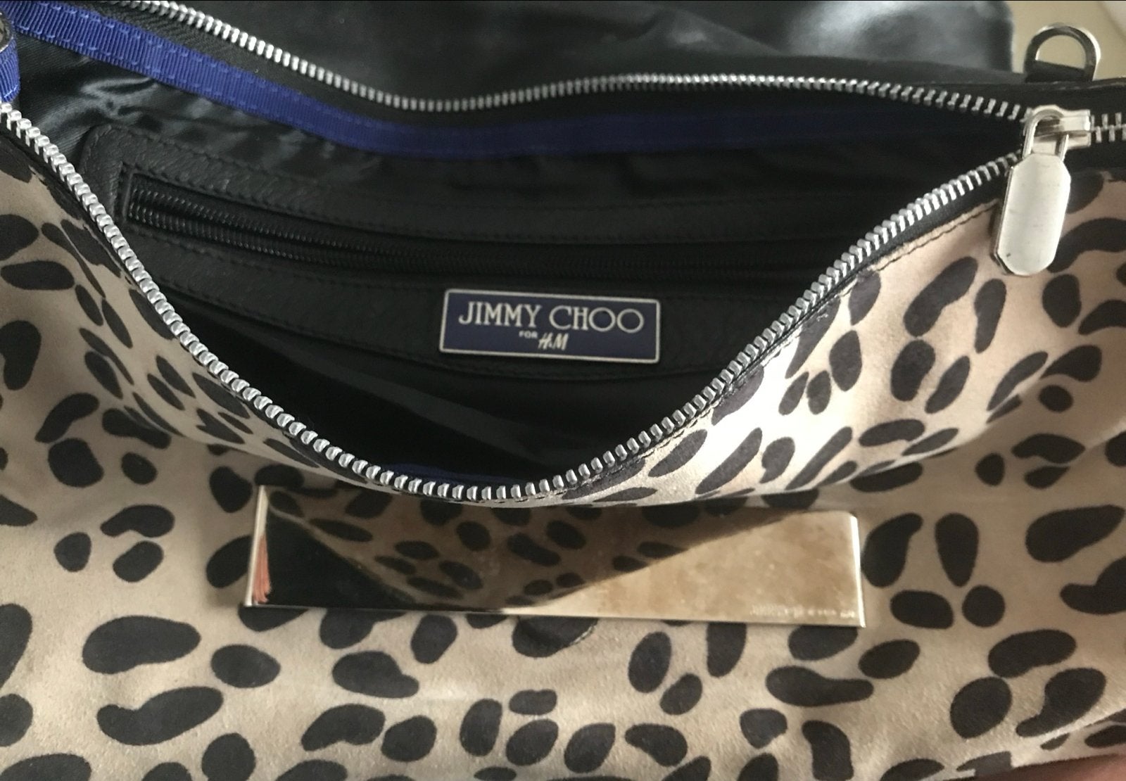 Jimmy Choo for H&M leren tas met luipaardprint, Ophalen of Verzenden, Zo goed als nieuw, Beige