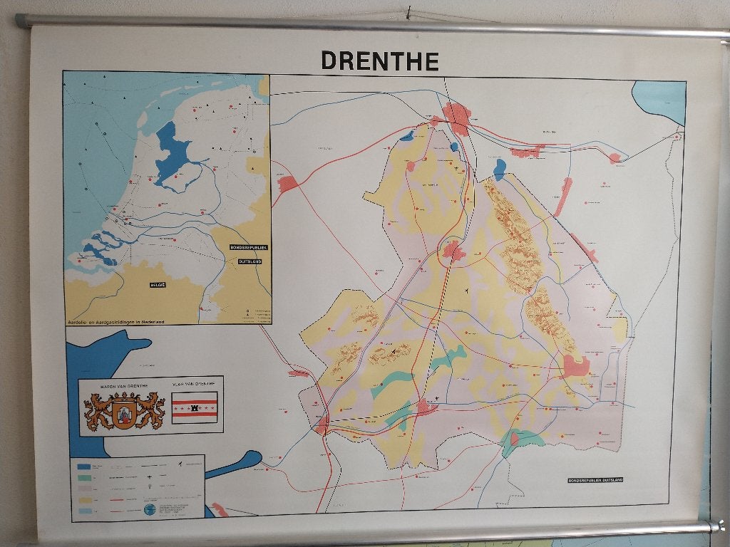 mooie schoolkaart van Drenthe, Ophalen of Verzenden, Aardrijkskunde