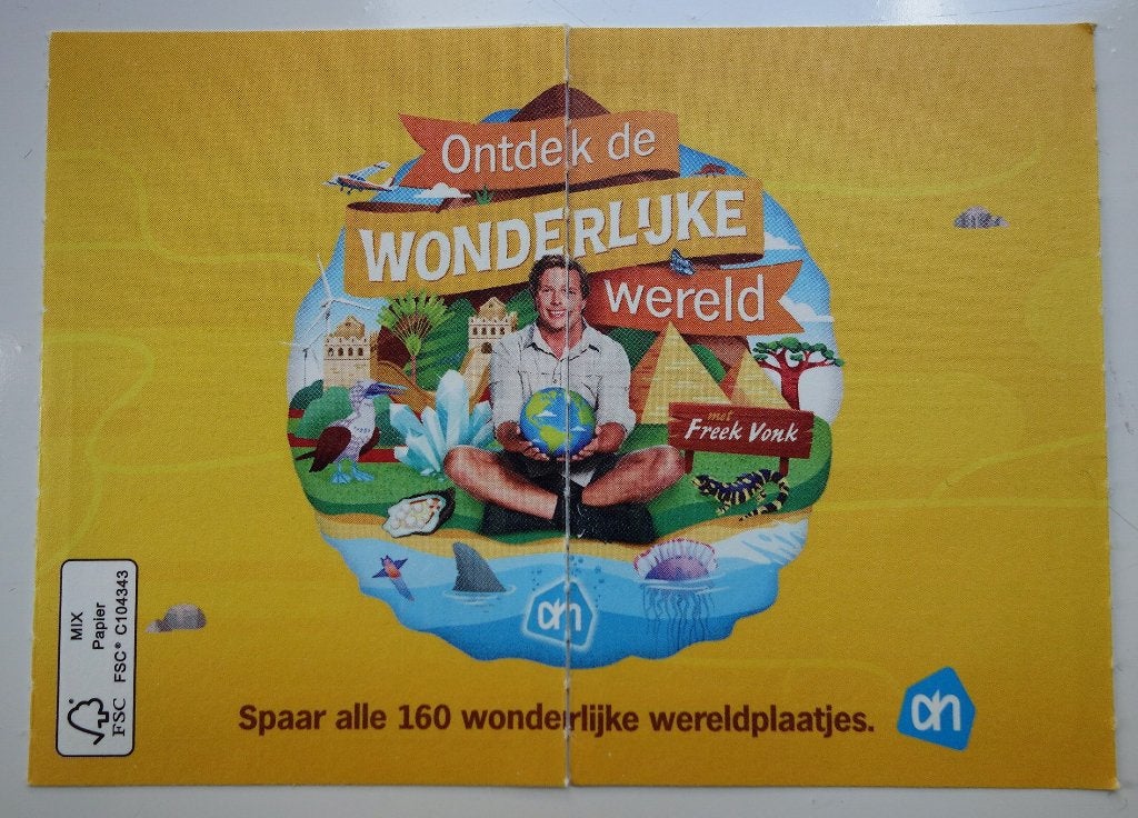 Freek Vonk: wereldplaatjes 2017, de nrs staan id advertentie, Albert Heijn, Verzenden
