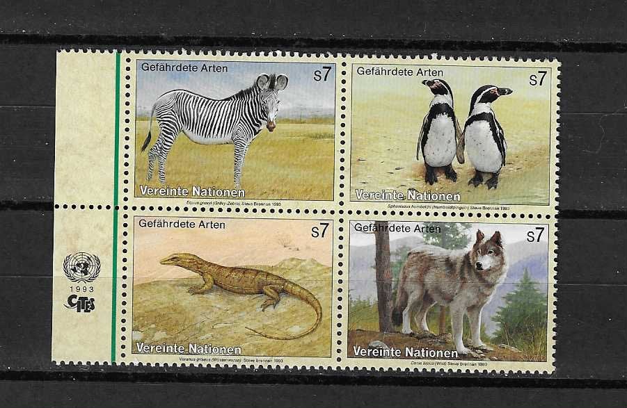 ver.naties bedreigde dieren blok pinguin  wolf zebra enz, Verzenden, Postfris, Dier of Natuur