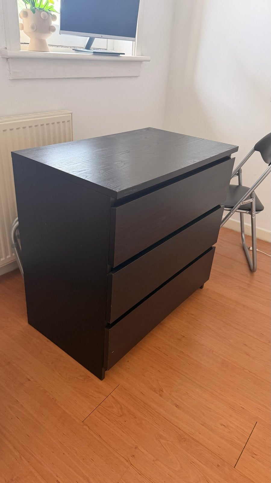 IKEA Malm ladekast, zwart met 3 lades, 3 of 4 laden, Ophalen, Gebruikt