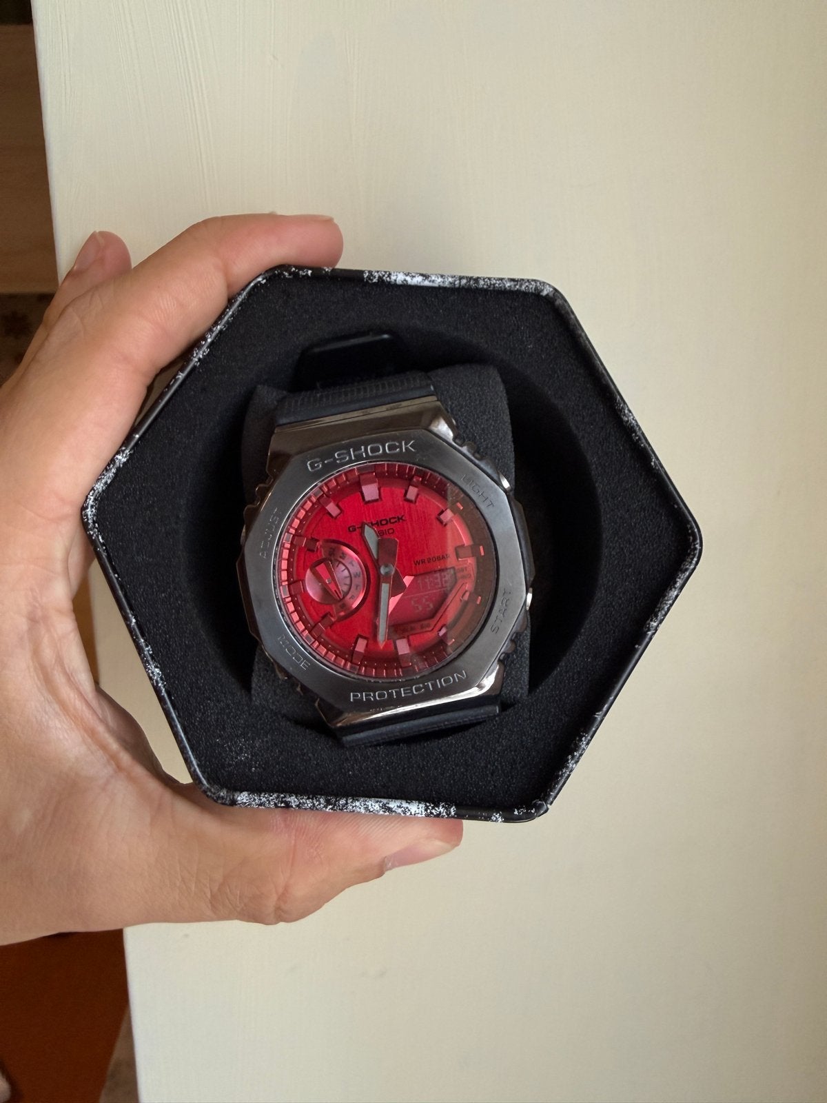 G-Shock GM2100A Casioak Rood - Zo goed als nieuw, Casio, Staal, Polshorloge, Kunststof