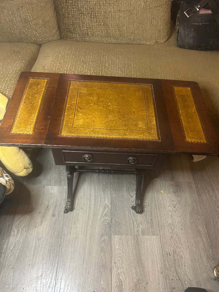 Antiek Engelse tafel met leer inklapbaar, Ophalen