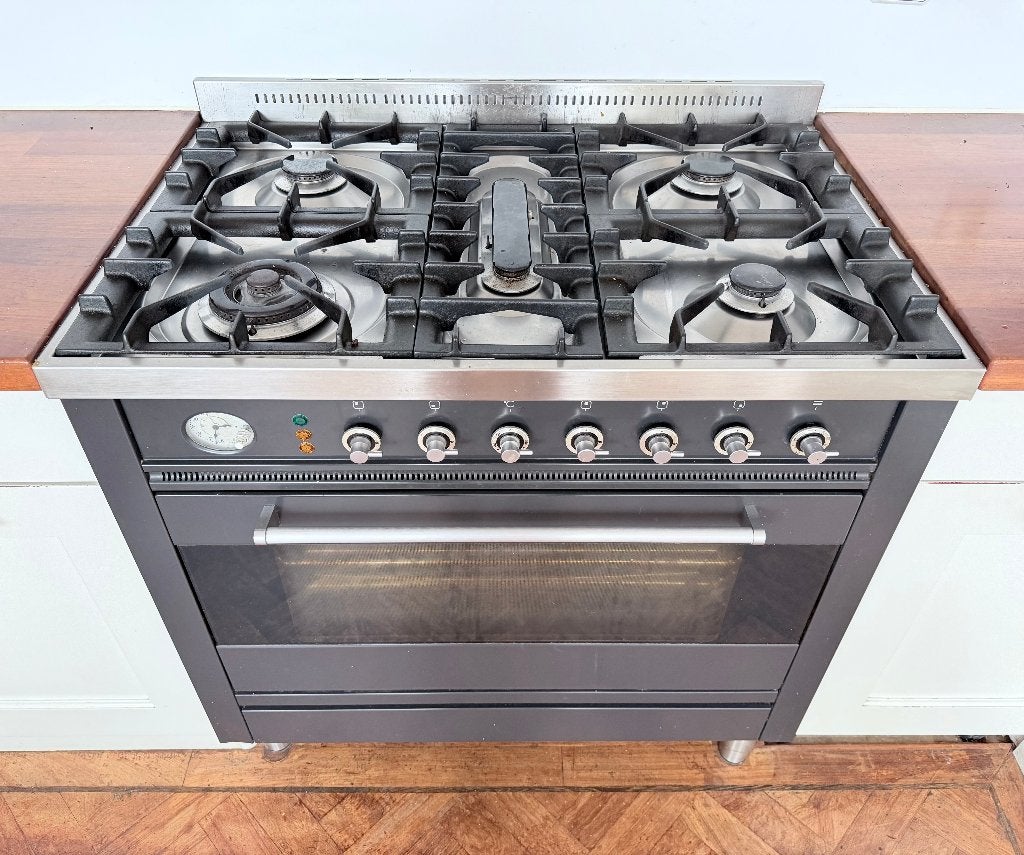 Boretti Professional fornuis 90cm, dual fuel, Ophalen, Gebruikt, 60 cm of meer, Gas