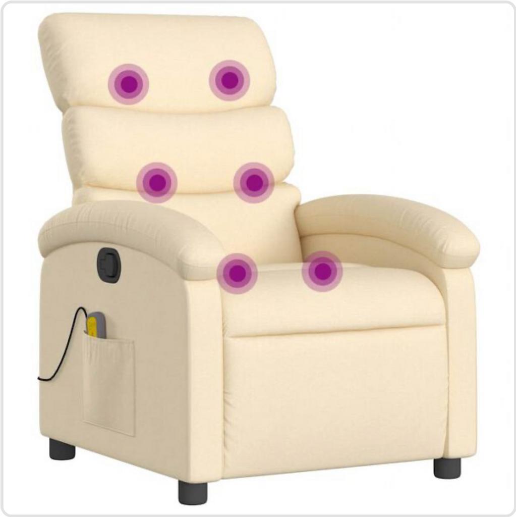 Verstelbare Massagestoel Crèmekleurige Stof, Ophalen, Nieuw, Stof, 75 tot 100 cm