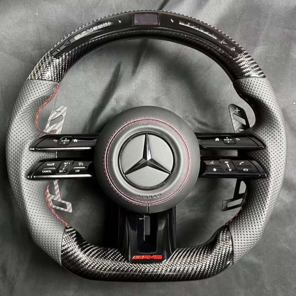 Mercedes Dragonfly carbon stuur upgrade leer flippers AMG
